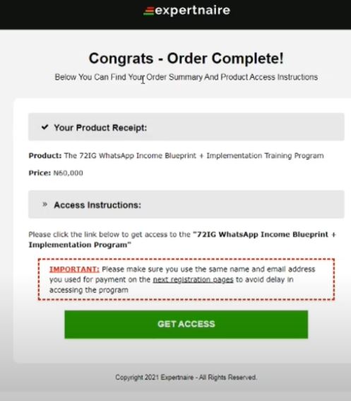 72ig Implementation Program And Whatsapp Income Generator sign up register g7