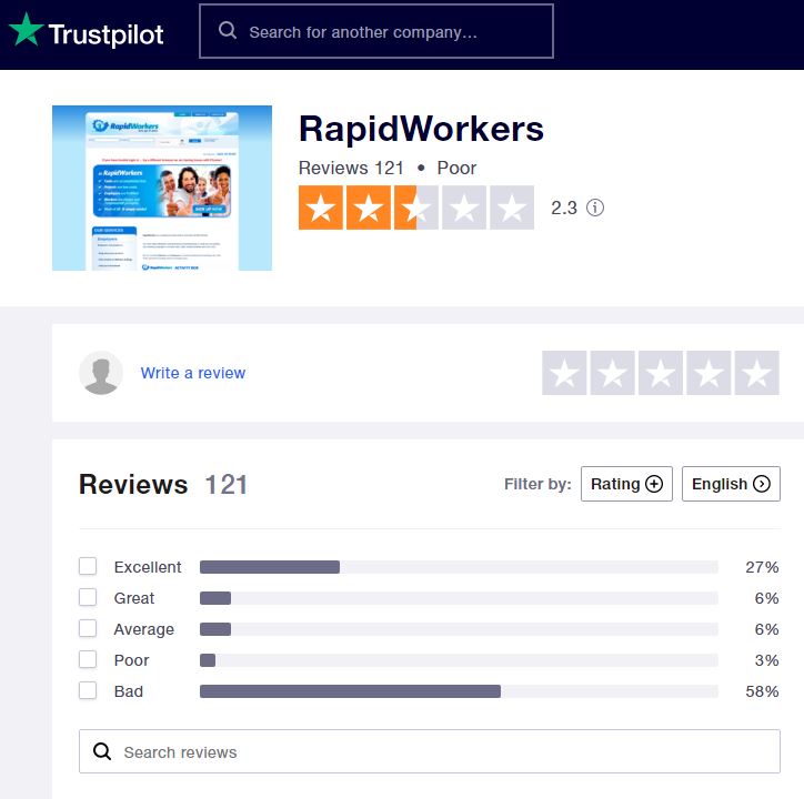 rapidworkers reviews on trustpilot